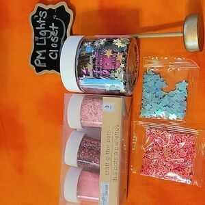 Craft Glitter Lot New Princess Hearts Stars Butterflies Pink Red Blue Gold